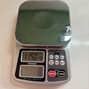 Chefmate 3-in-1 Digital Scale that functions as a clock, timer, and food scale